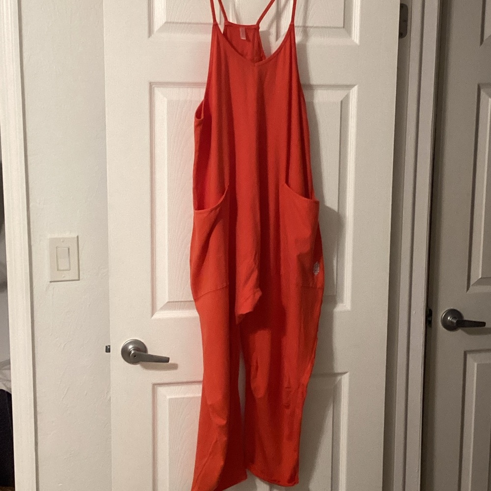 Free people FP Movement by Free People Vibrant Orange Jumpsuit